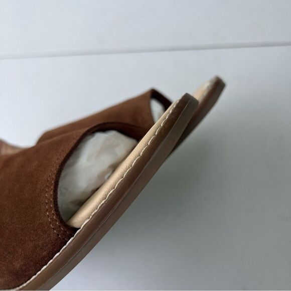 Avellini Sandal Women Sz 7.5 Made in Italy 🇮🇹 Brown Suede Gold Buckle - Picture 10 of 16